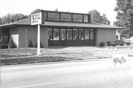 1970 photo of the Peoples National Bank that eventually become our East Branch in 1993